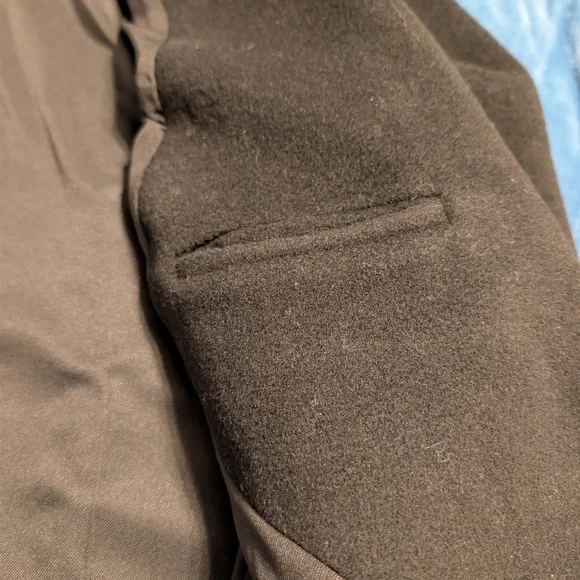 NWOT Quince Women's 100% Camel Hair Double Breasted Long Coat Large Black Belted - Picture 6 of 8